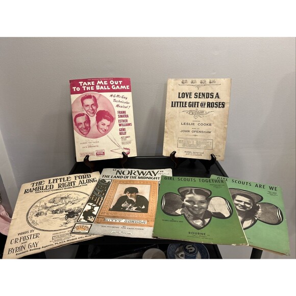 Other - Vintage Sheet Music Lot Ball Game Love Roses Girl Scouts Ford Rambled Along
